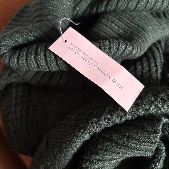 New York & Company Woman's Small Green Shimmer Cowl Neck Pullover Sweater #W - Picture 6 of 8